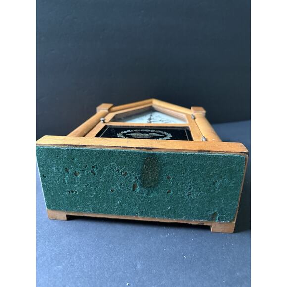 Vtg. Cathedral Twin Steeple Wood Mantle Clock Glass Front Battery 13.5” Cottage - Picture 10 of 10
